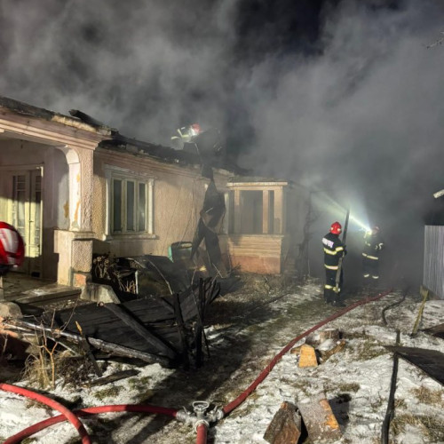 FOTO Locuință din comuna Țifești, distrusă de flăcări