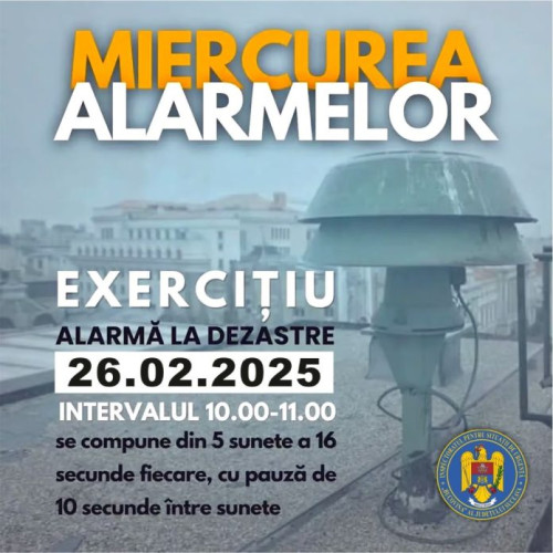 Exercitiul de alarmare publica &quot;MIERCUREA ALARMELOR&quot; va avea loc în Vrancea