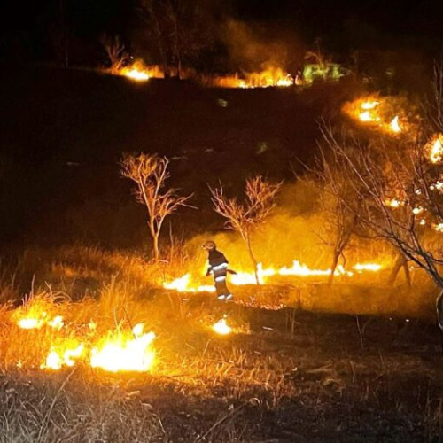 Incendiu de vegetație în satul Lastuni, intervenție rapidă a SVSU Dumitresti
