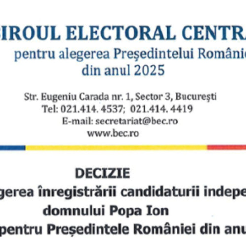 Biroul Electoral Central respinge candidaturile a trei independenți pentru alegerile prezidențiale