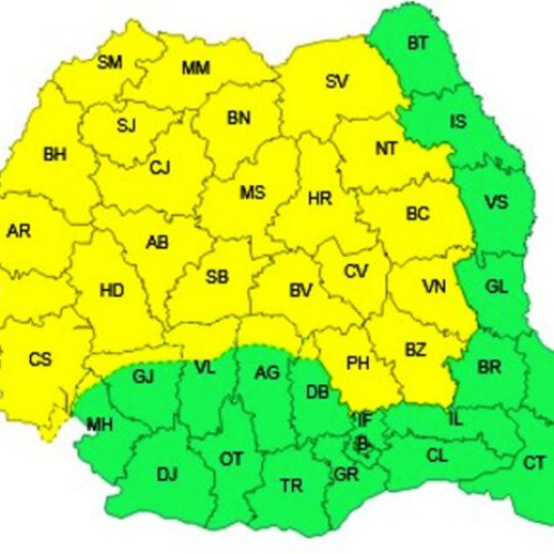 Vrancea, sub cod galben din cauza vremii instabile