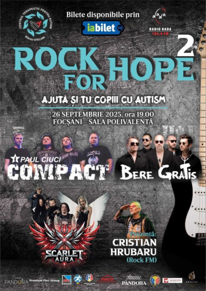 Rock for Hope: concert caritabil pentru copiii cu autism la Focșani